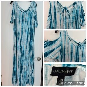 Lane Bryant Blue and White Maxi Dress